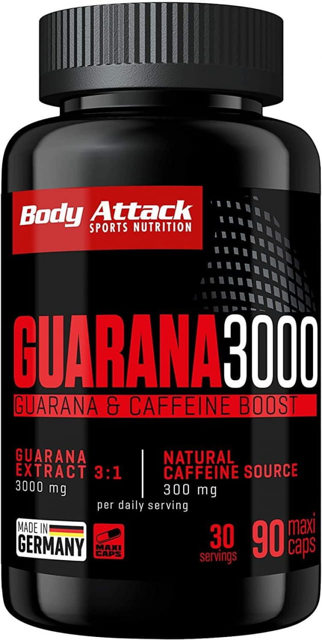 Sportovní doplněk stravy  Body Attack Guarana 3000, 90 kapslí, rostlinný extrakt z guarany